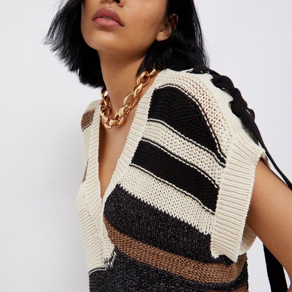 Liu Jo Milano Gilet with Maxi Bow Sleeveless Sweater